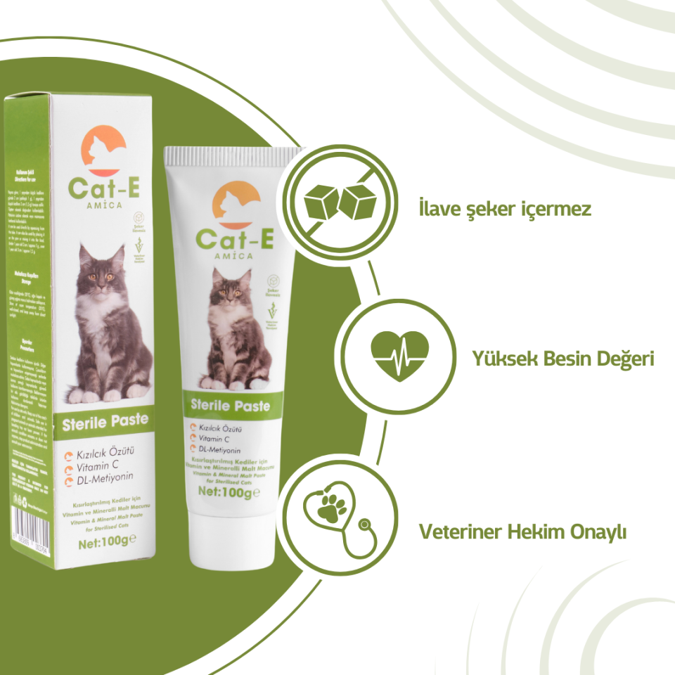 STERİLE PASTE KISIRLAŞTIRILMIŞ KEDİLER İÇİN VİTAMİN VE MİNARELLİ  MALT MACUNU