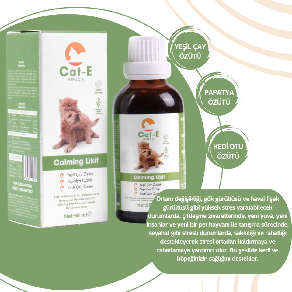 CALMİNG DAMLA KEDİ VE KÖPEKLER İÇİN GEVŞEMEYİ VE RAHATLAMAYI DESTEKLEYEN DAMLA