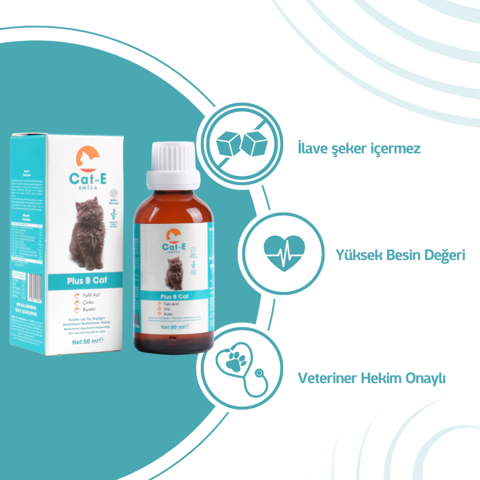 B PLUS KEDİLER İÇİN TÜY SAĞLINI DESTEKLEYİCİ MULTİVİTAMİN DAMLA