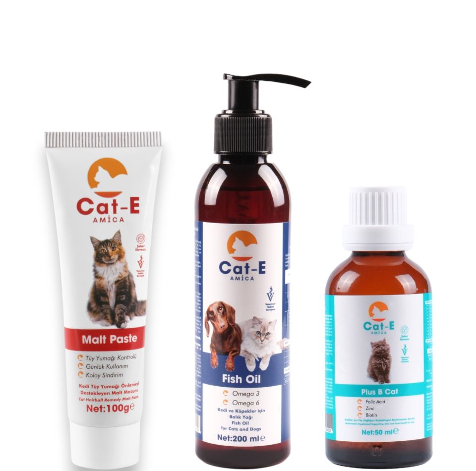 KEDİLER İÇİN TÜY SAĞLIĞI SETİ (MALT, FİSH OİL VE PLUS B )